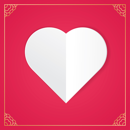 White paper cut love heart for Valentines Day or any other love invitation cards. Vector illustrationのイラスト素材