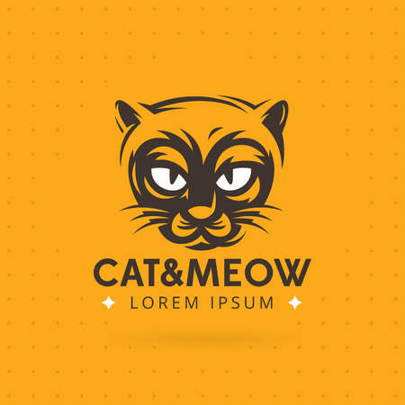 Cat face logo - vector illustration, emblem design. Logo and label illustration cat head. Animal logo templateのイラスト素材
