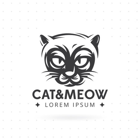 Cat face logo - vector illustration, emblem design. Logo and label illustration cat head on white background. Animal logo templateのイラスト素材