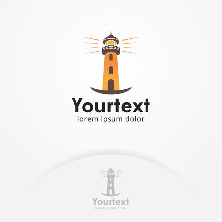 Lighthouse logo design template. Lighthouse icon design, label, emblem or badge - Vector illustration. Modern vector lighthouse sign logo for a consultingのイラスト素材