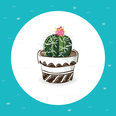 Cute cactus with hand drawing styleのイラスト素材