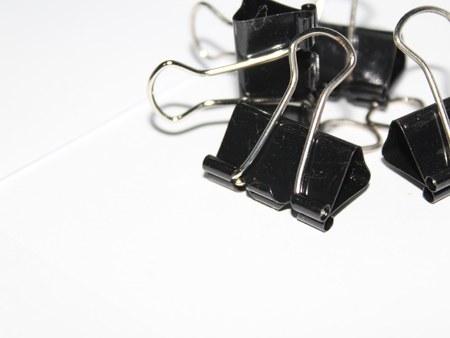 Black Paperclip on white backgroundの写真素材
