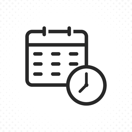 Calendar and clock icon. Calendar icon in trendy flat line style, Icon of date, time and organizerのイラスト素材