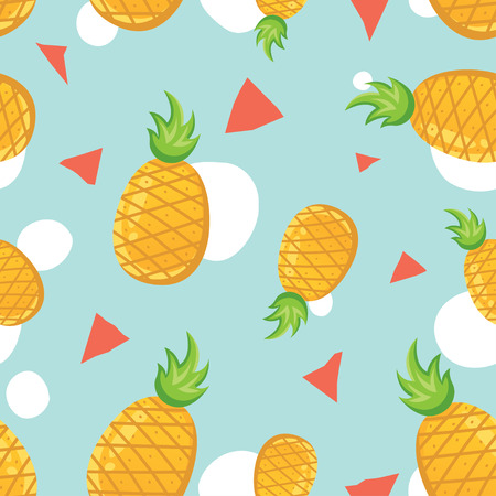 Vector seamless pattern with pineapples. Seamless tropical pattern, Pineapple seamless pattern. Geometric Pineapple backgroundのイラスト素材