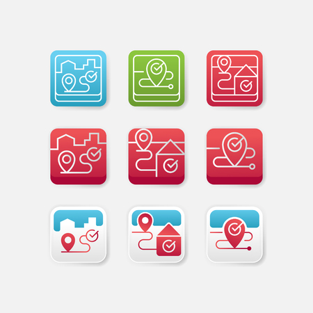 Set of location app icon. Map app icon in different style. Modern app icon - Vector illustrationのイラスト素材