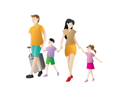 People traveling with family. Traveling family on vacation - Vector illustrationのイラスト素材