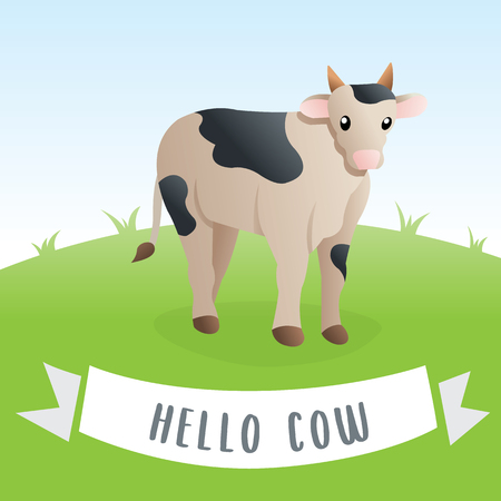 Cow cartoon, Vector illustration of Cow. Vector illustration in cartoon flat design styleのイラスト素材