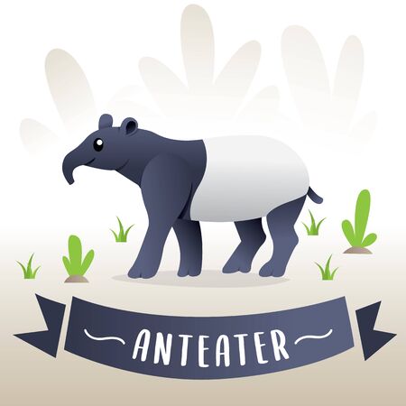 Vector illustration of an anteater. Drawing animal for children, Cartoon anteater - Vector illustrationのイラスト素材