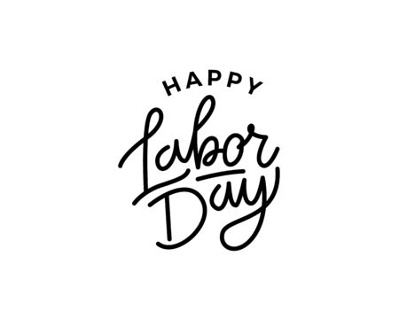 United States Labor Day celebrate card template. Labor Day mono line lettering. Creative typography for holiday greetings and invitations. Vector illustrationのイラスト素材