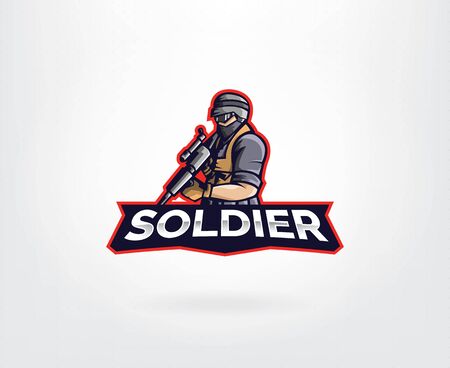 Player mobile gaming mascot logo vector. Military vector logo templateのイラスト素材