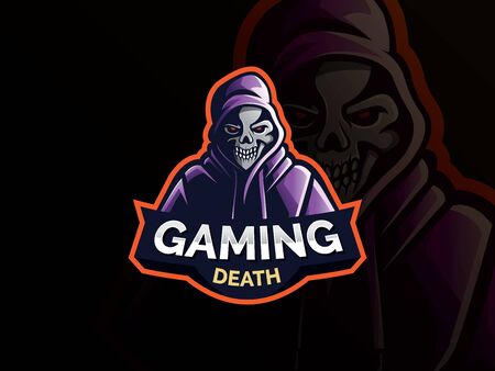 Gamer mascot logo design vector. Gamer illustration for sport team. skull wearing hoodie jacket vector illustration. Modern illustration concept style for badgeのイラスト素材