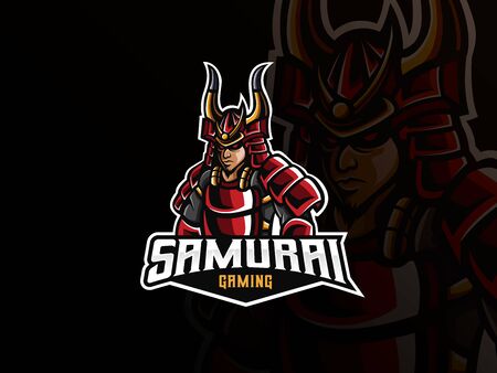 Samurai mascot sport logo design. Samurai mascot vector illustration logo. Samurai warrior mascot, Emblem design for esports team. Vector illustrationのイラスト素材
