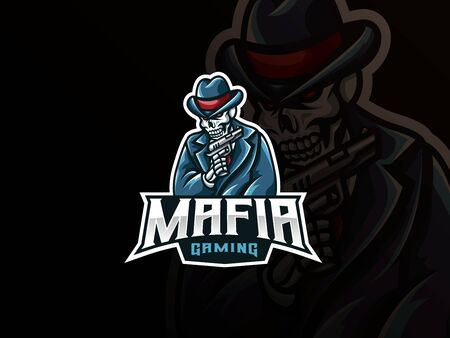 Mafia skull mascot sport design.のイラスト素材