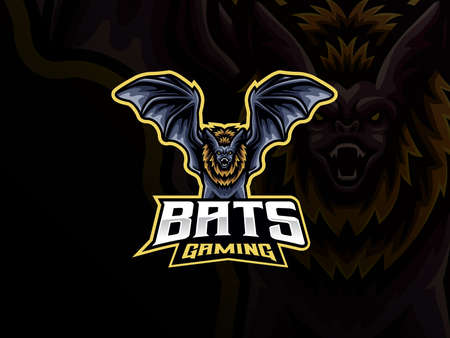 Bat mascot sport logo design. Nocturnal animal mascot vector illustration logo. Wild bat mascot design, Emblem design for esports team. Vector illustrationのイラスト素材