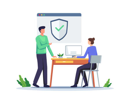 Secure login and sign up concept illustration. User use secure login and password protection on website or social media account. Vector in a flat styleのイラスト素材