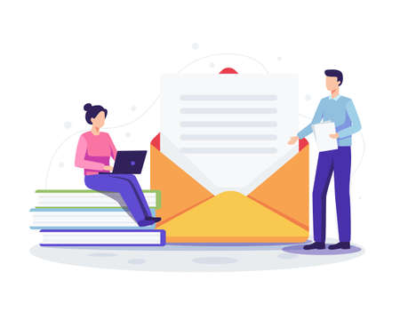 Email business illustration. Newsletter and email marketing concept. Vector illustration in a flat styleのイラスト素材