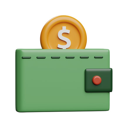 3D Wallet icon design. Wallet and money icon in 3D styleの写真素材