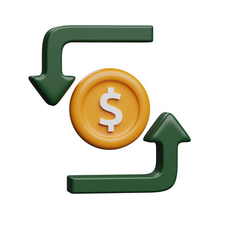 Money exchange 3D icon design. Dollar exchange icon in 3D styleの写真素材