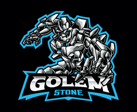 Stone Golem Logo Mascot. A Symbol of Strength and Stabilityのイラスト素材