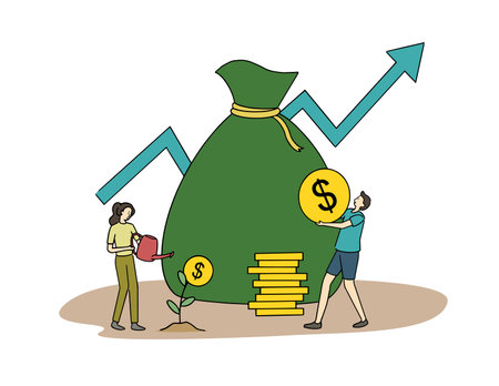 Concept of investment and banking. Economics strategy and finance management. Finance growth vector illustrationのイラスト素材