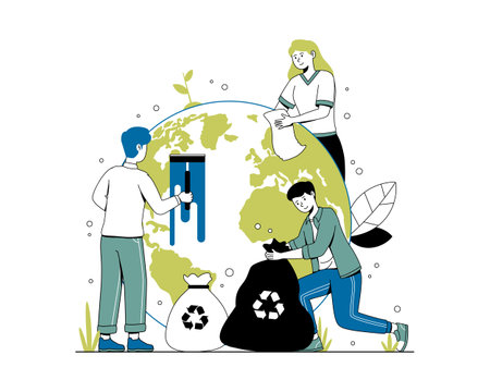 Vector Illustration of Save the Planet Concept. World environment dayのイラスト素材