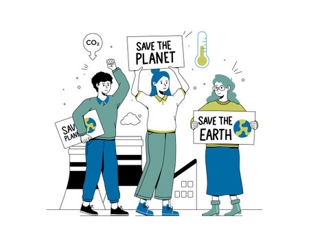 Vector illustration of Earth Day and saving the planet. Global Warming and Climate Change Concept. World Environment Day illustrationのイラスト素材