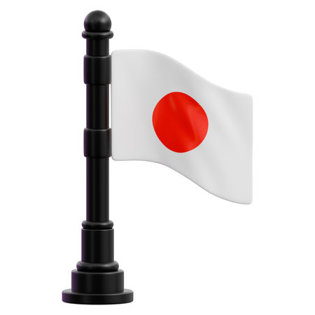 A 3D representation of the Japanese national flag, symbolizing the Land of the Rising Sunの写真素材