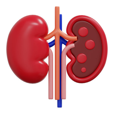 Paired 3D kidney icon for renal and urology topics