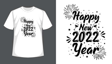 New Year Hand drawn typography t shirt. T shirt hand lettered calligraphic design. Inspirational vector typographyのイラスト素材