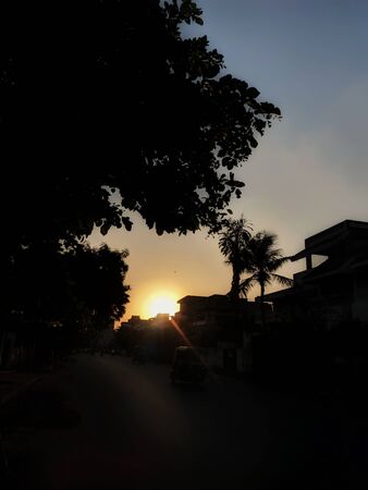 sunset behind the greenのeditorial素材