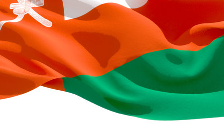 Sultanate of Oman waving national flag. 3D illustration