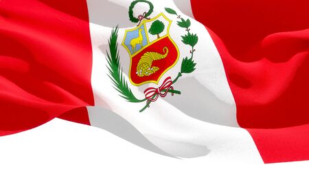 Republic of Peru waving national flag. 3D illustrationの写真素材