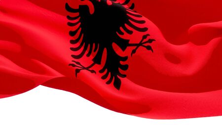 Republic of Albania waving national flag. 3D illustrationの写真素材