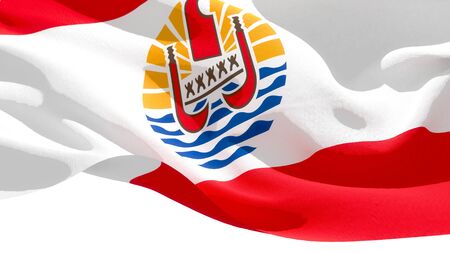French Polynesia waving national flag. 3D illustrationの写真素材