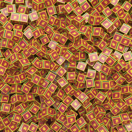 Democratic Socialist Republic of Sri Lanka national flag 3D blocks background. 3D illustration