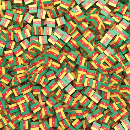 Republic of Cameroon national flag 3D blocks background. 3D illustrationの写真素材