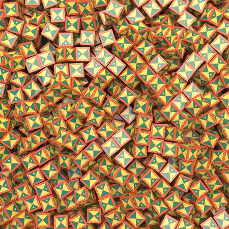 Grenada national flag 3D blocks background. 3D illustrationの写真素材