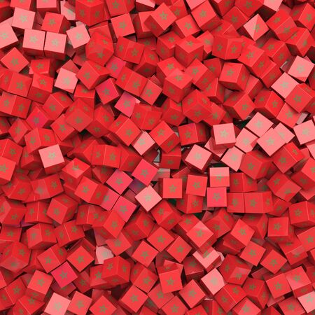 Kingdom of Morocco national flag 3D blocks background. 3D illustrationの写真素材