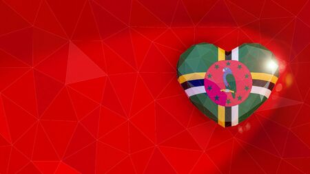 Commonwealth of Dominica national flag 3D heart background. 3D illustrationの写真素材
