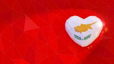 Republic of Cyprus national flag 3D heart background. 3D illustrationの写真素材