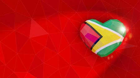 Republic of Guyana national flag 3D heart background. 3D illustrationの写真素材