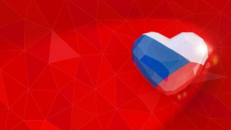 Czech Republic national flag 3D heart background. 3D illustrationの写真素材