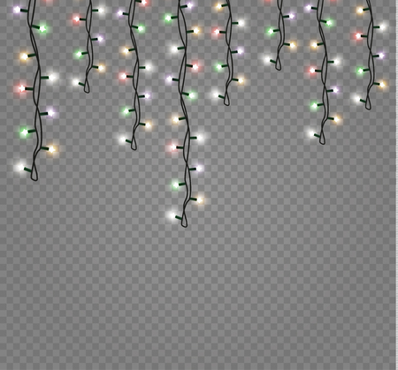 Christmas lights isolated on transparent background. Xmas glowing garland.Vector illustrationのイラスト素材