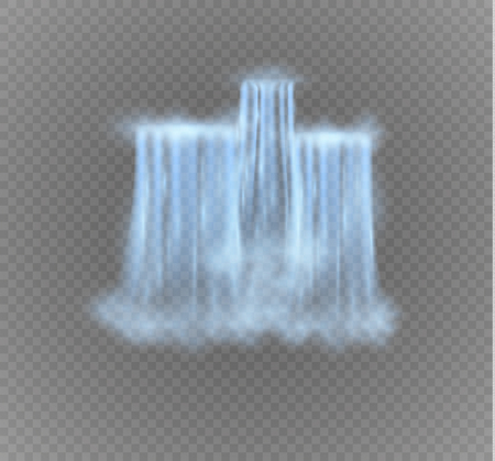Realistic vector waterfall with clear water. Natural element for design landscape images.Isolated on transparent background.のイラスト素材