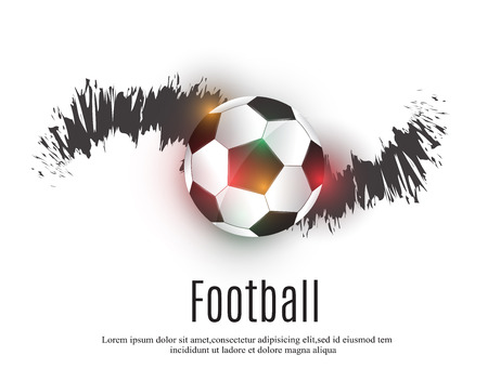 the ball lies on the grass. a football match. vector illustration. A beautiful ball and green grass.Soccer league flyer design template. Soccer poster invitation football sports.のイラスト素材