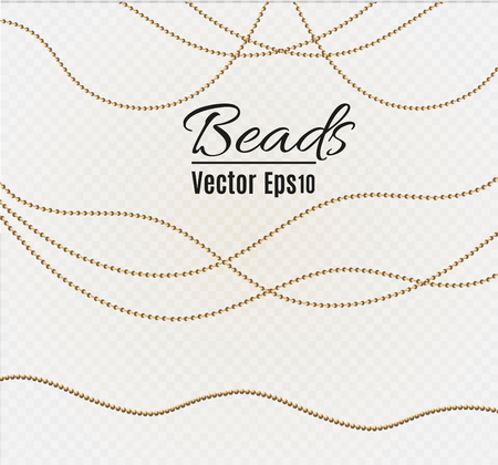 A beautiful chain of Golden color.String beads are realistic insulated. Decorative element of gold bead design.vector illustration.のイラスト素材