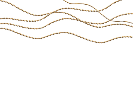 A beautiful chain of Golden color.String beads are realistic insulated. Decorative element of gold bead design.vector illustration.のイラスト素材