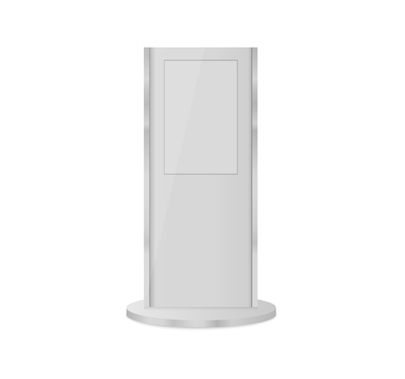 Set of information kiosks with blank screens isolated on white background. Payment terminal mockup. Vector illustrationのイラスト素材