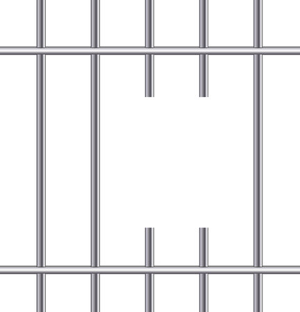 Realistic metal prison grilles.Thuster machine, iron prison cell.metallic product.Vector ilustration.のイラスト素材