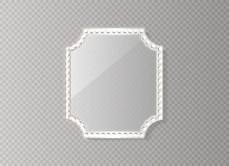 Makeup mirror isolated with gold lights. Vector illustrationのイラスト素材